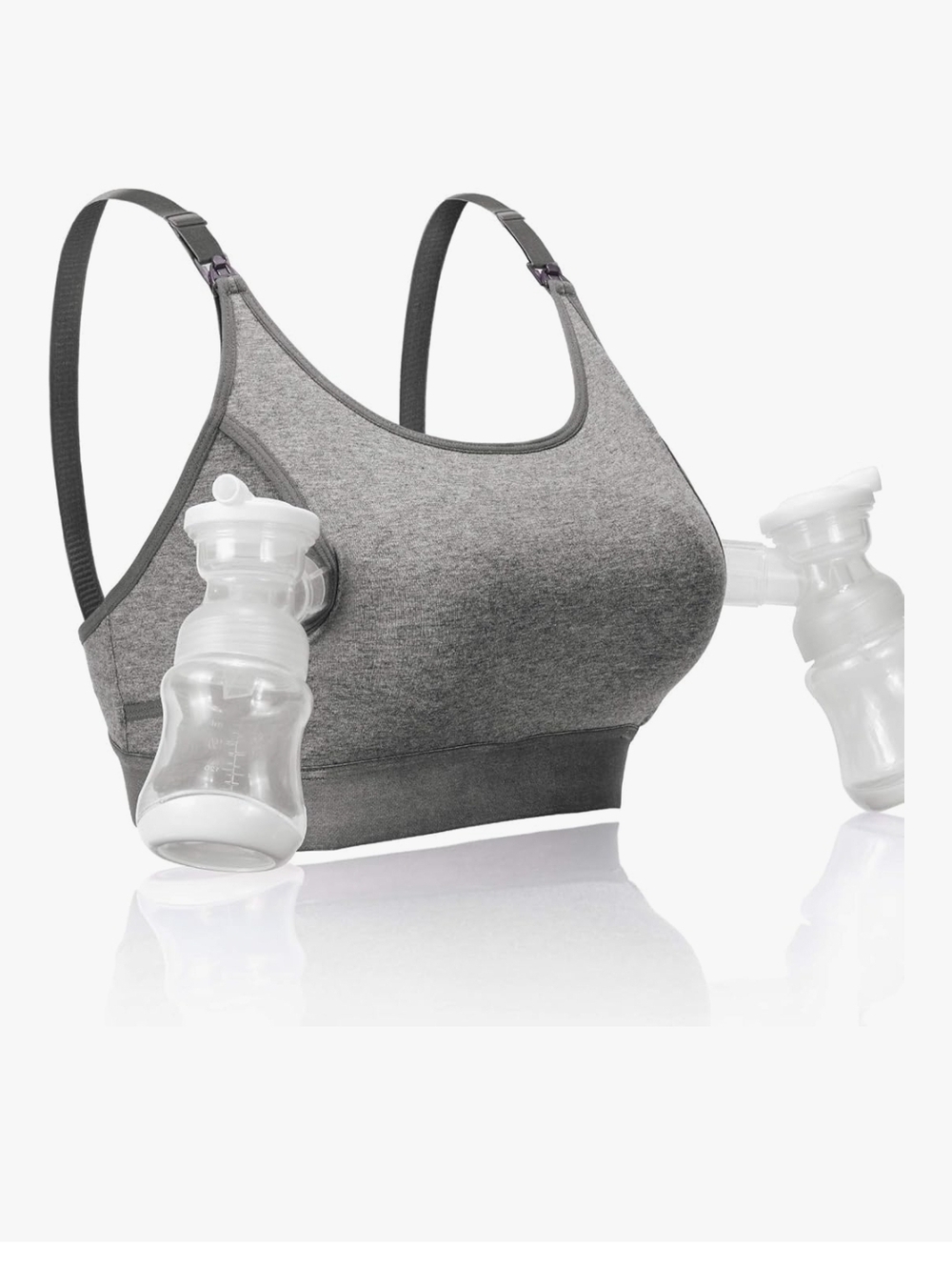 Momcozy Hands-Free Pumping And  Nursing Bra in Heather Gray